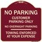 Signmission No Parking Customer Parking Only No Overnight Parking Towing Enforced at Your Expense, BU-1818-23754 A-DES-BU-1818-23754 - alternate 1